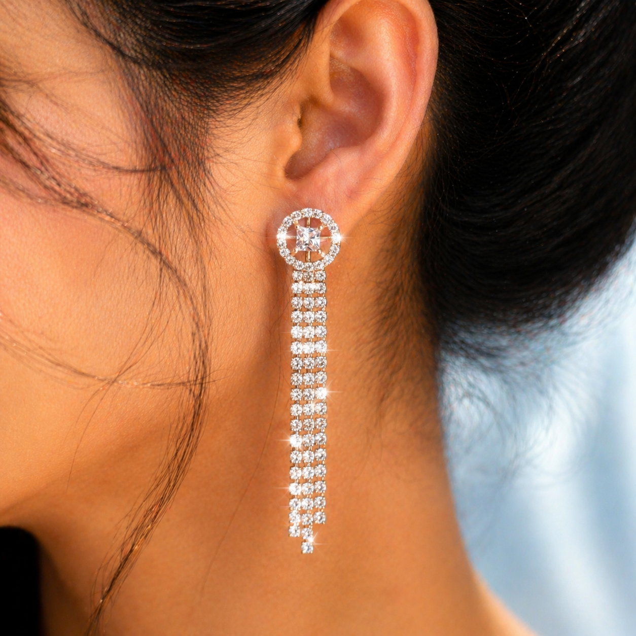 Anti-Tarnish Crystal Drop Earrings – Premium Shine