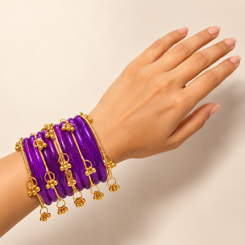 New Trending Purple Jelly Kashmiri Bangles Set for Women & Girls