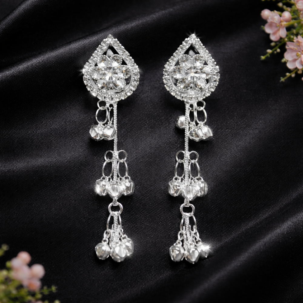 Kashmiri Earrings – Stylish Silver Danglers with Ghungroo Detail