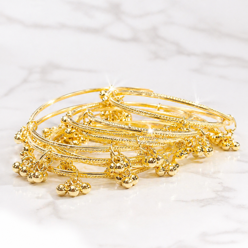 Traditional Kashmiri Golden Bangles with Ghungroo Design