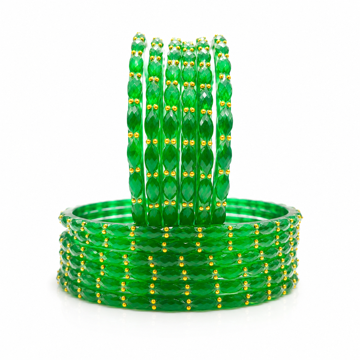 Anti Tarnish Stylish Green Crystal Bangles Set for Women & Girl| Set of 12Pcs