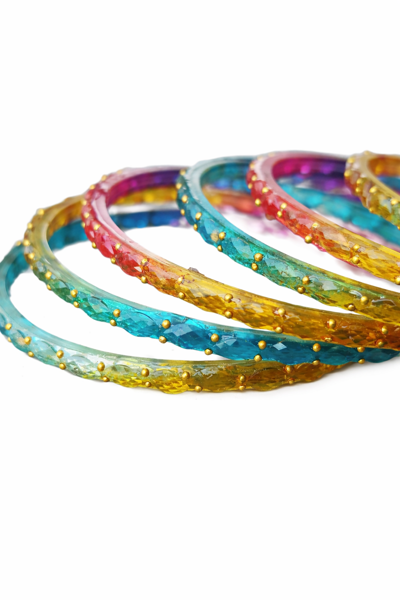 Classic Multi-Colour Designer Bangles with Glossy Finish | Set of 12
