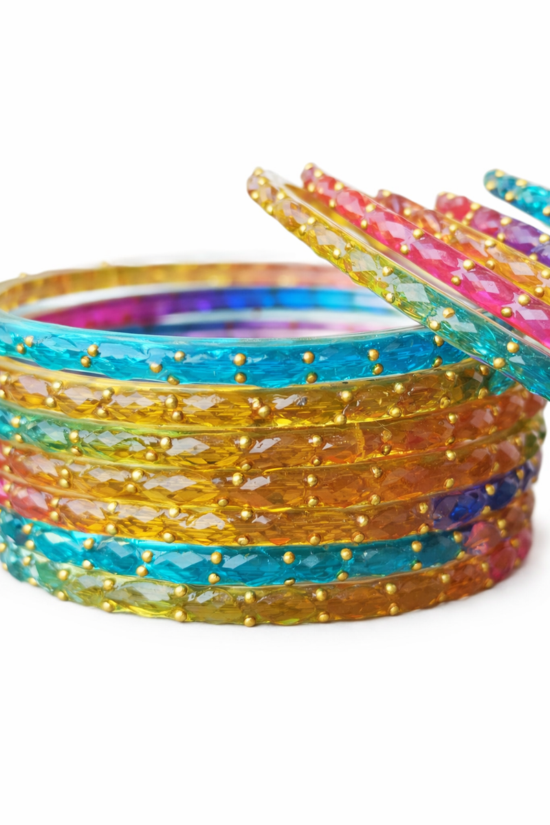 Classic Multi-Colour Designer Bangles with Glossy Finish | Set of 12