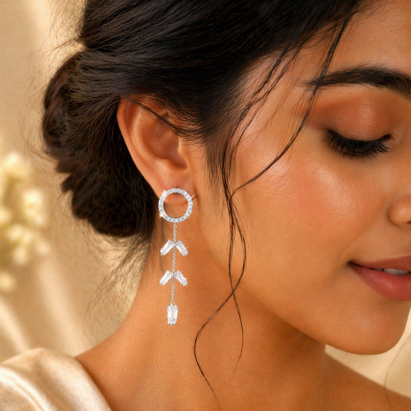 Luxury Crystal Chain Drop Earrings – Anti-Tarnish Finish