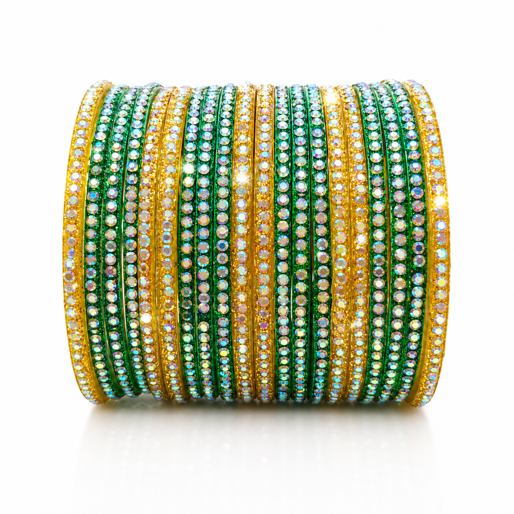 Sawan Special Green Glass Bangles Set for Women – 20 Pcs