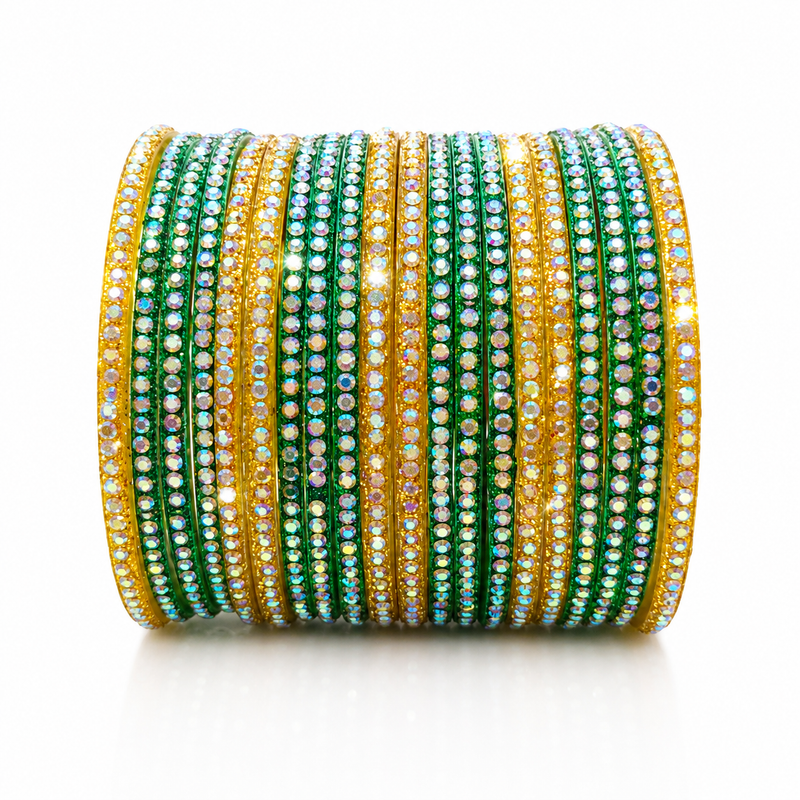 Sawan Special Green Glass Bangles Set for Women – 20 Pcs