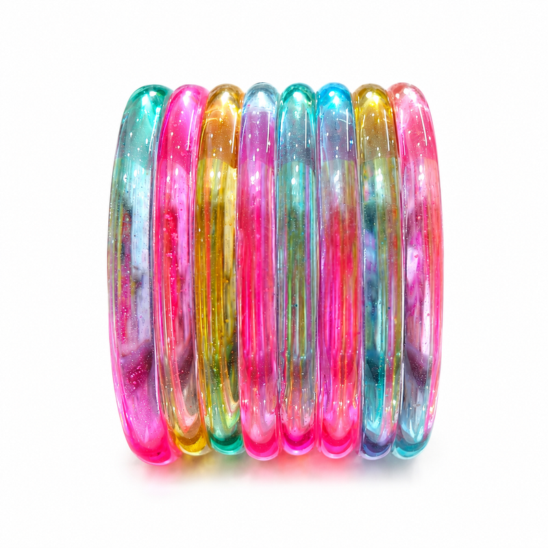 Jelly Trendy Multi Colour Bangles Set for Women & Girls – Pack of 8 Pcs