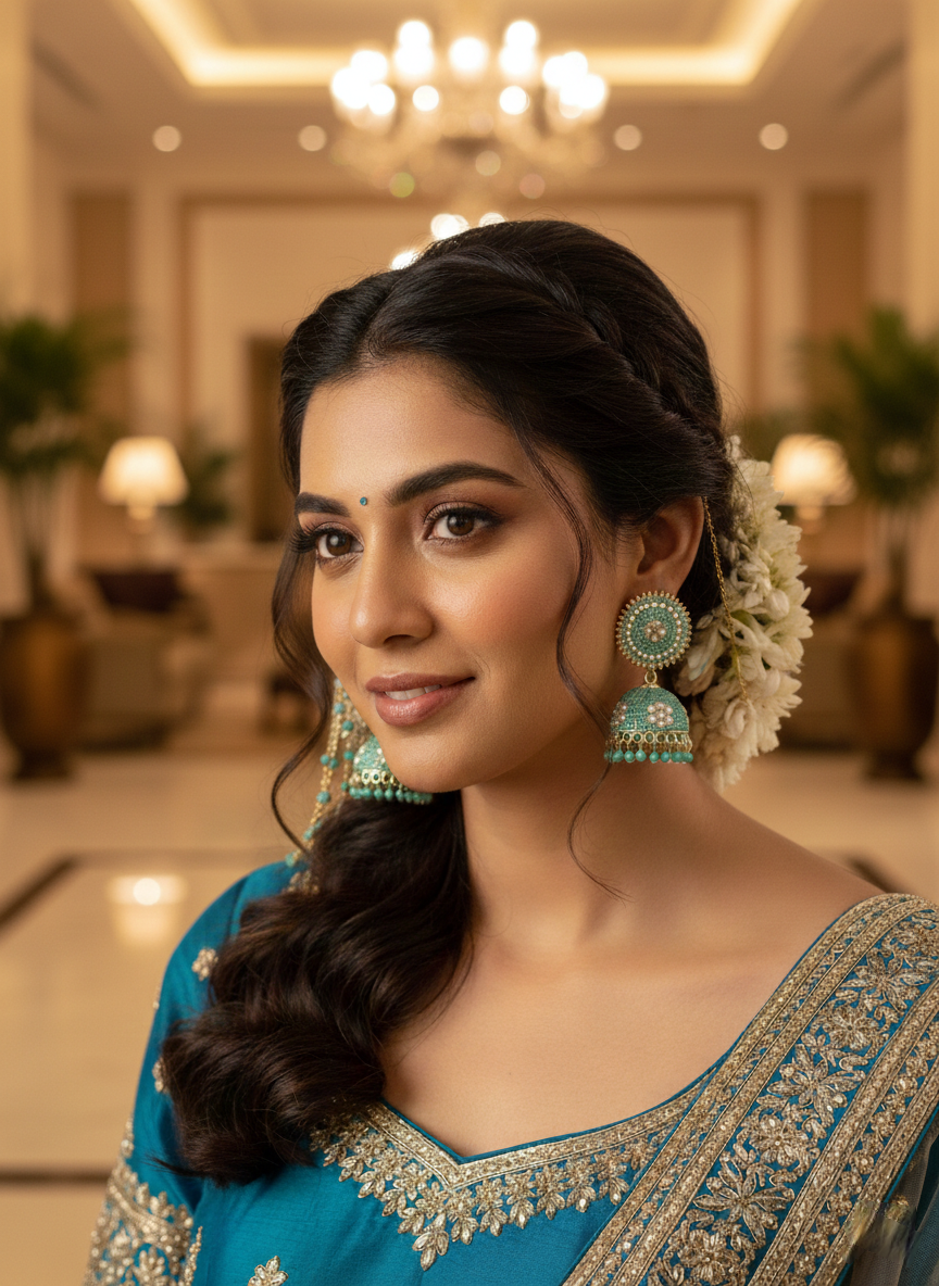 Anti-Tarnish Mint Green Traditional Earrings Jhumka with Pearl