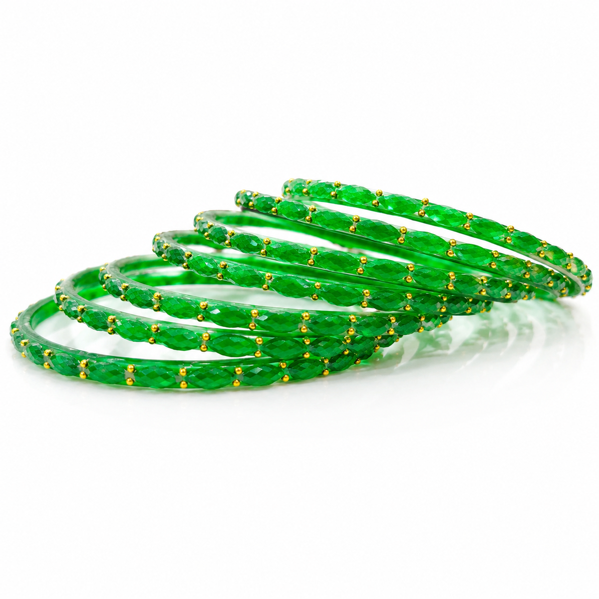 Anti Tarnish Stylish Green Crystal Bangles Set for Women & Girl| Set of 12Pcs