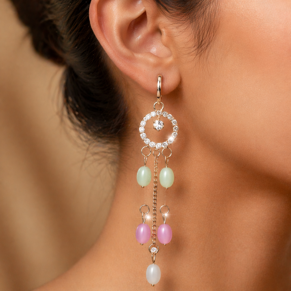 Anti-Tarnish Multicolor Beaded Drop Earrings✨