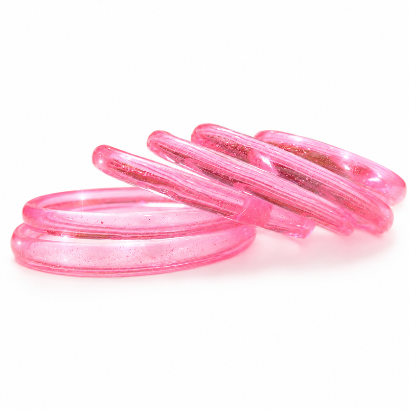 Trendy jelly soft pink bangles perfect for daily wear– set of 8
