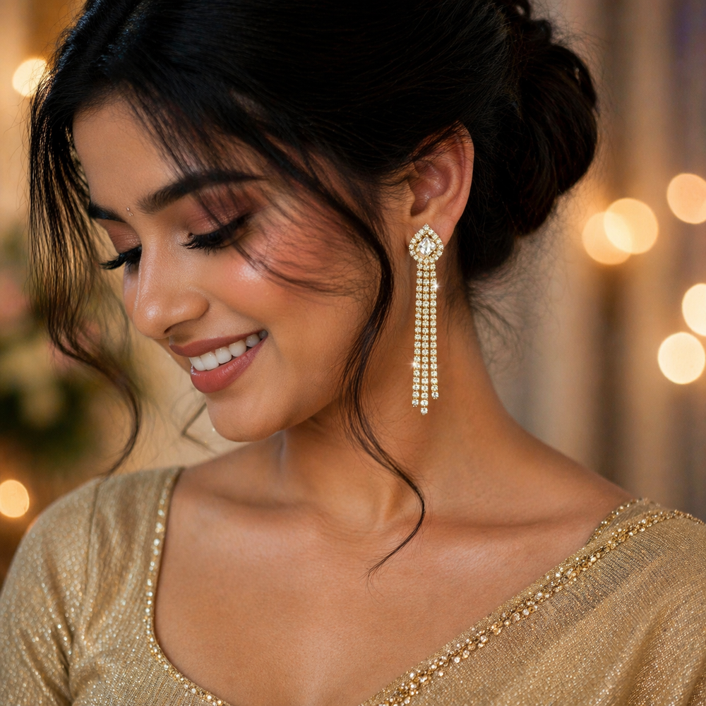 Luxury Anti-Tarnish Teardrop Crystal Tassel Earrings✨