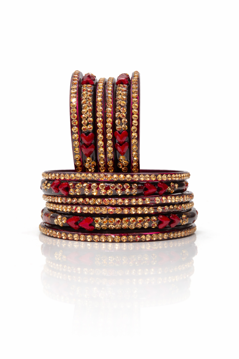 Luxury Mehrun Crystal Anti-Tarnish Bangles – Stylish 3 Pcs Set for girls & women