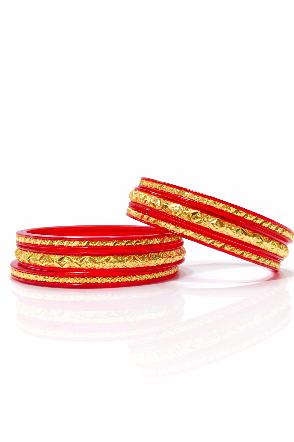 Traditional Red Designer Bangles with Anti-Tarnish Finish