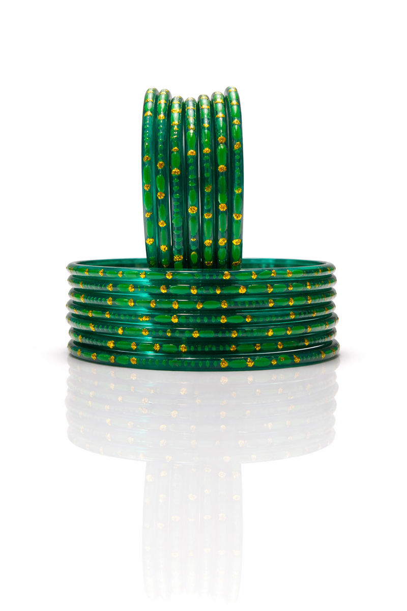 Beautiful Radium colour glass bangles with Gold Touch (set of 24)