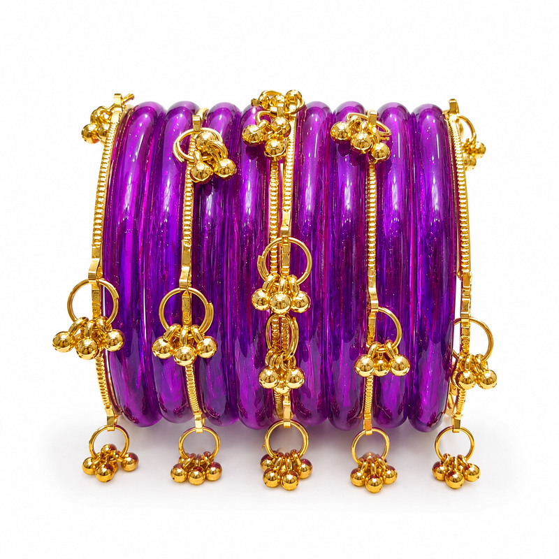 New Trending Purple Jelly Kashmiri Bangles Set for Women & Girls