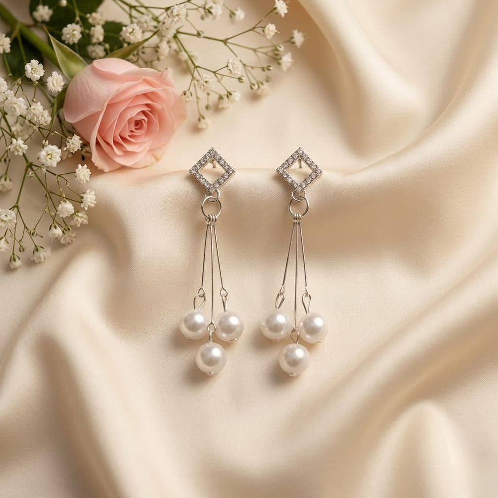 Luxury Anti-Tarnish Pearl Drop Earrings with Diamond-Style Stud –