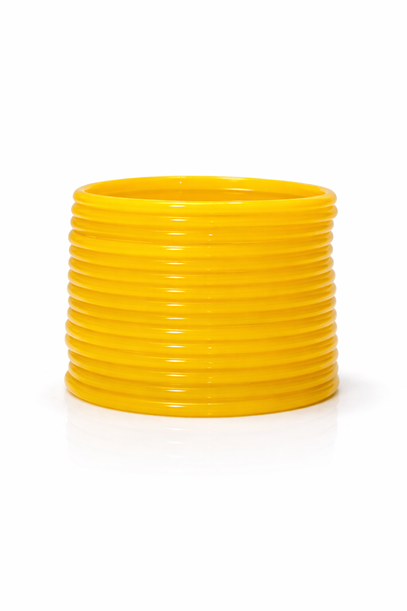 Premium Yellow Colour Plain Glass Bangles Set – Smooth Finish (pack of 24)