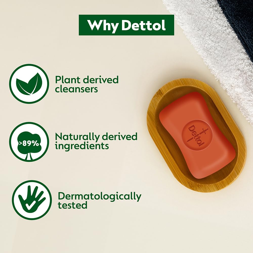 Dettol Original Bathing Soap Bar with 12 HR protective shield (750gm) | Kills 99.99% Germs, 150g (Pack of 5)