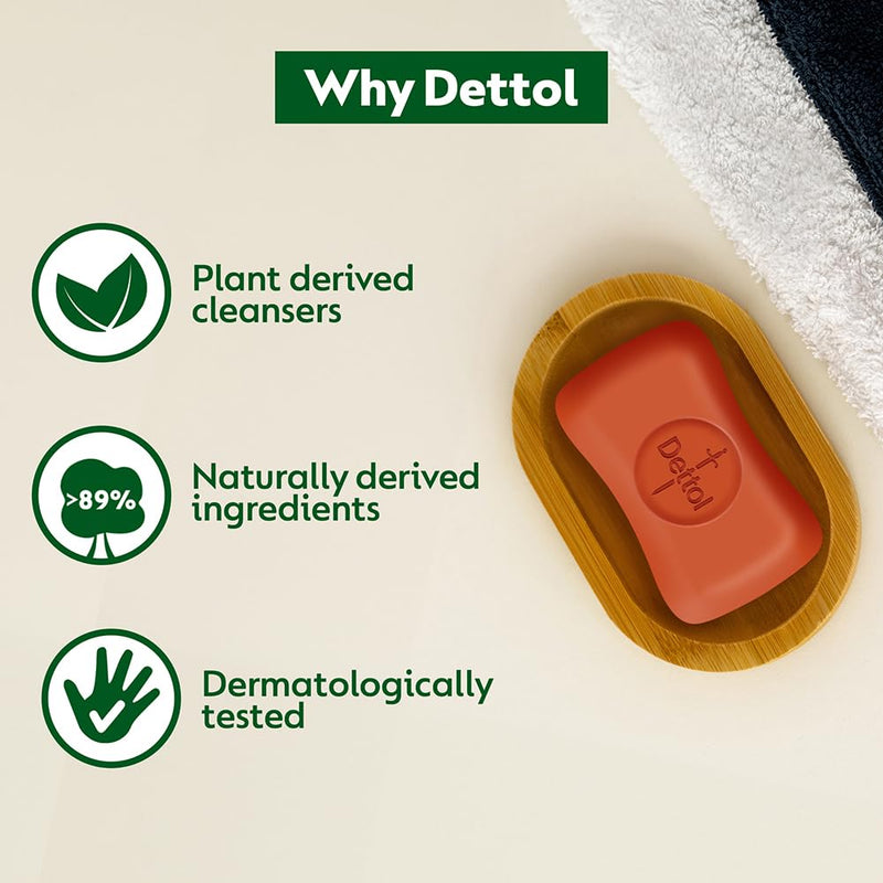Dettol Original Bathing Soap Bar with 12 HR protective shield (750gm) | Kills 99.99% Germs, 150g (Pack of 5)