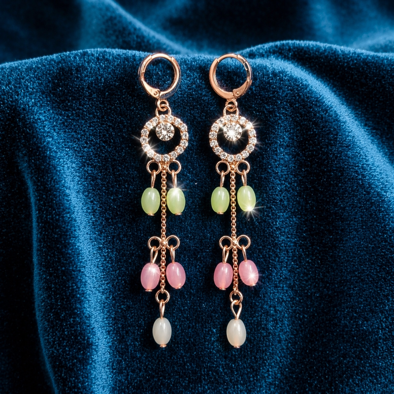 Anti-Tarnish Multicolor Beaded Drop Earrings✨