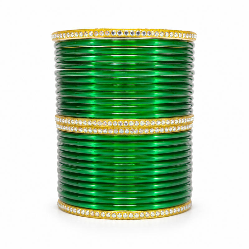 Sawan Special Green Resham Bangles – Pack of 28 Pcs