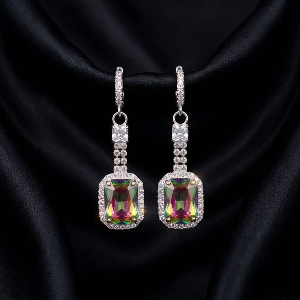 Luxury Anti-Tarnish Rainbow Crystal Drop Earrings – Elegant Multicolor Stone Design