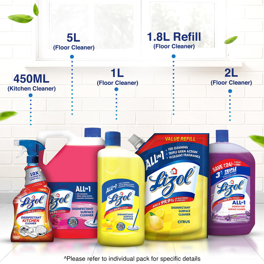 Lizol Disinfectant Surface & Floor Cleaner Liquid, Floral - 500 ml | Kills 99.9% Germs | India's # 1 Floor Cleaner