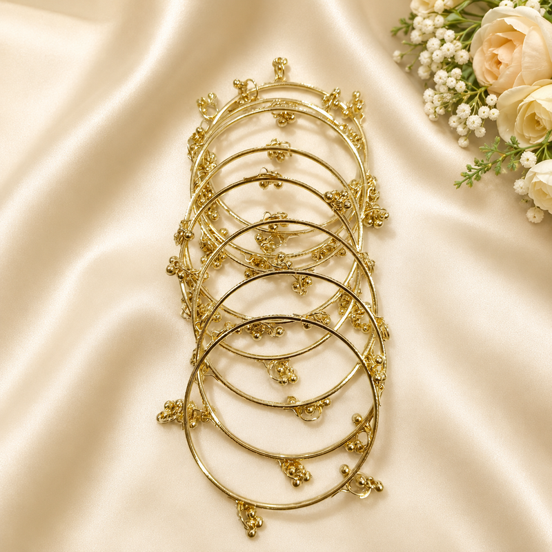 Traditional Kashmiri Golden Bangles with Ghungroo Design