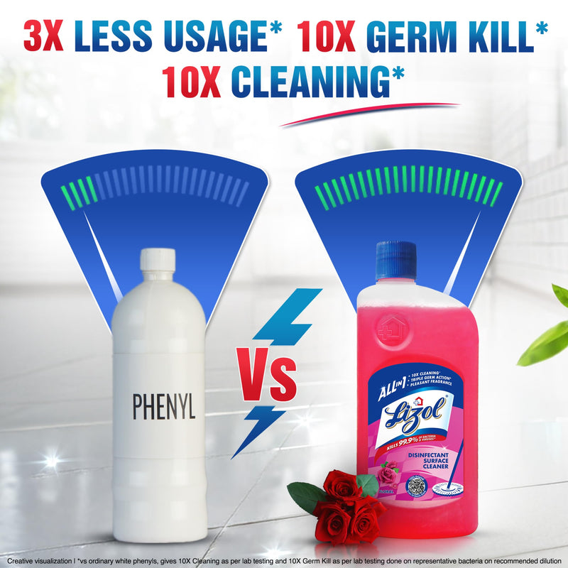 Lizol Disinfectant Surface & Floor Cleaner Liquid, Floral - 500 ml | Kills 99.9% Germs | India's # 1 Floor Cleaner