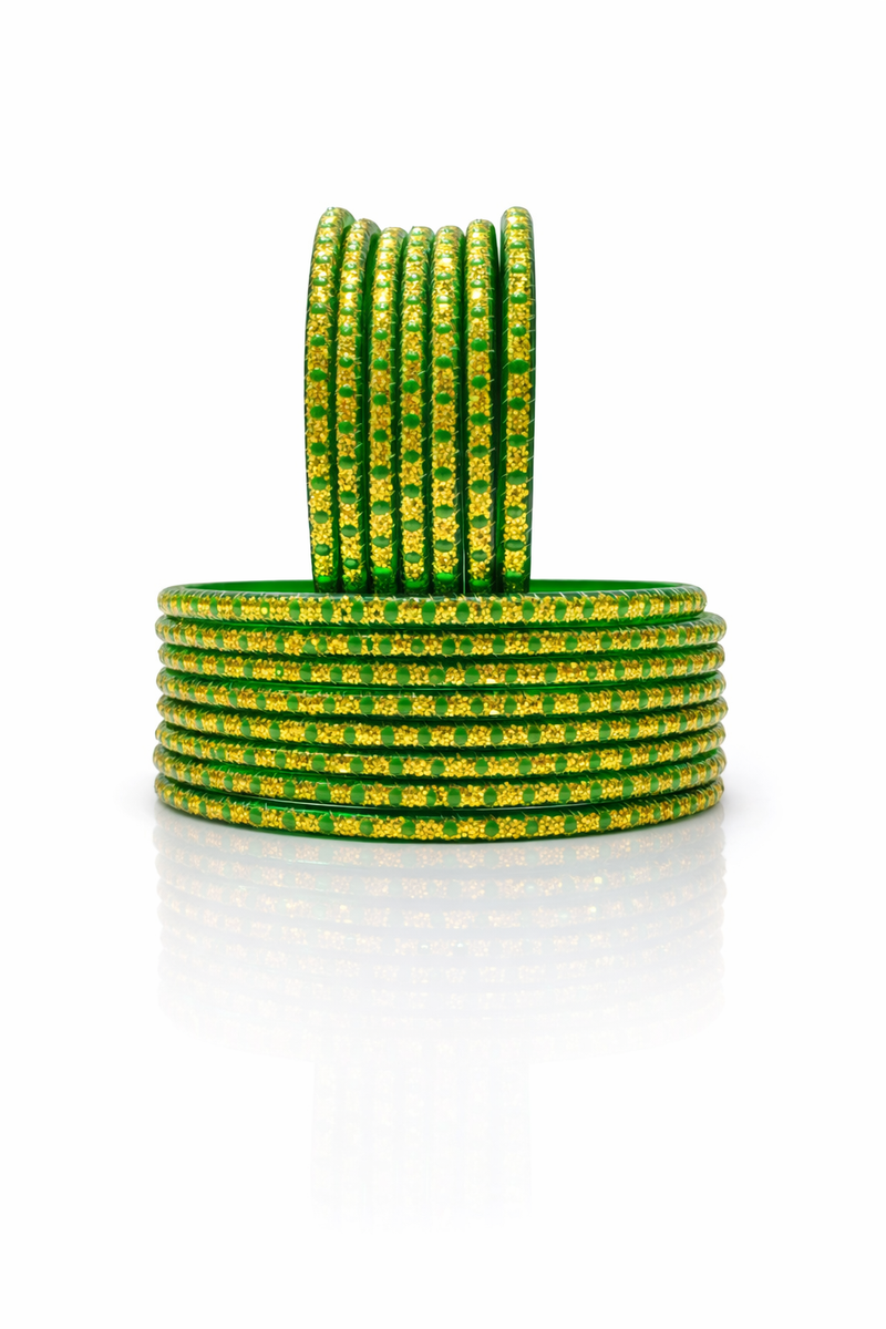 Classic Indian Green Bangles Set with Glossy Finish (pack of 24)