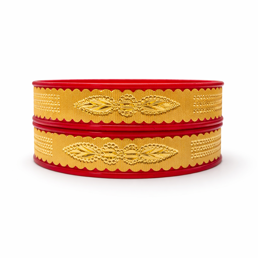 Luxury Red Gold Crystal Bangles – Classic Indian Traditional Wear