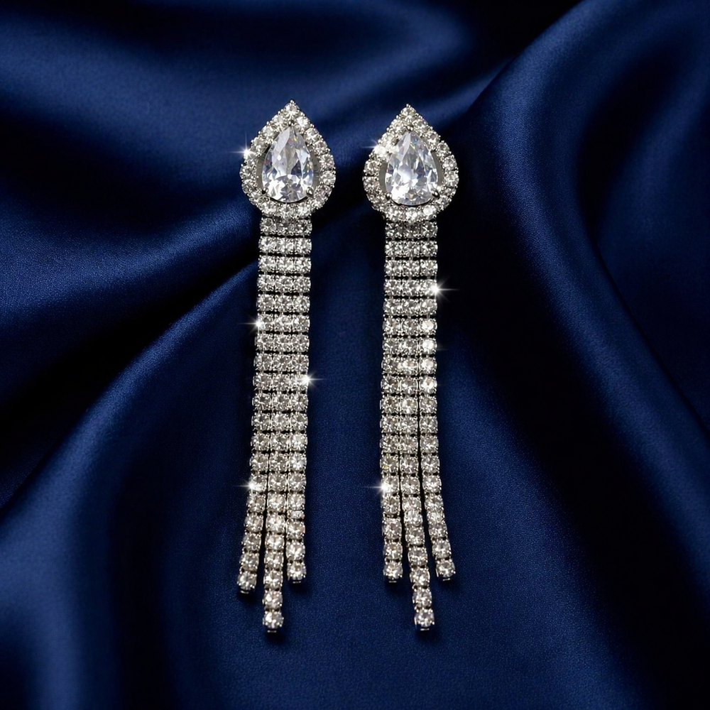 Luxury Crystal Stone Drop Earrings – Anti-Tarnish Finish
