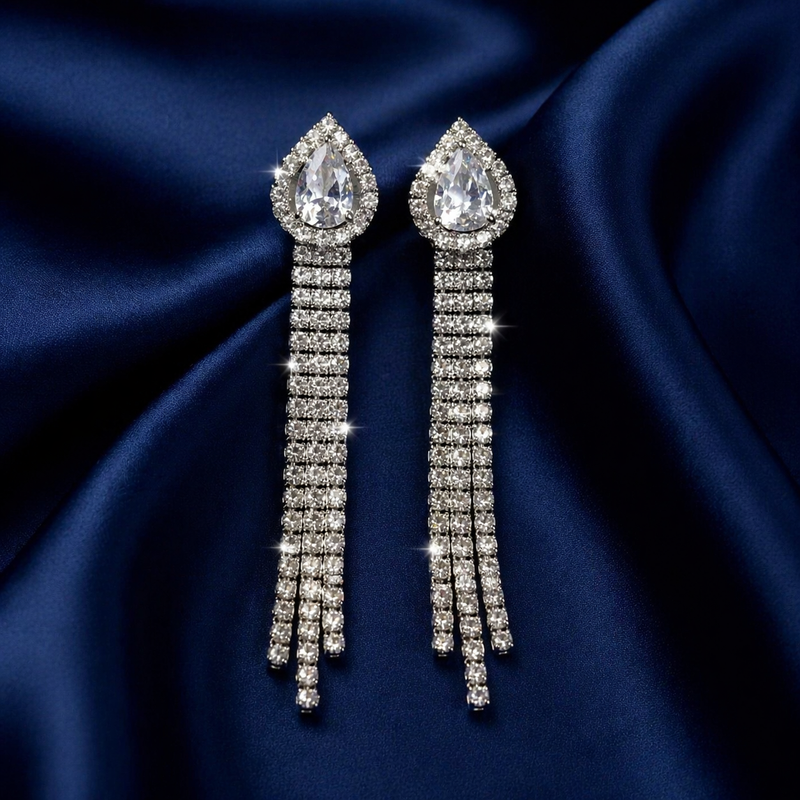 Luxury Crystal Stone Drop Earrings – Anti-Tarnish Finish