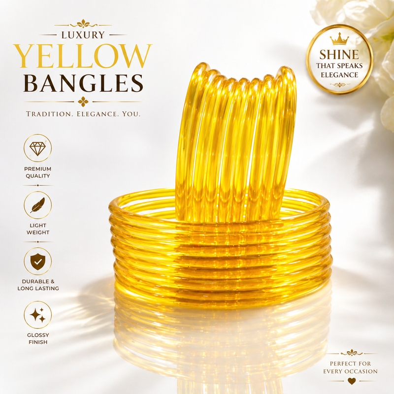Golden Jelly Bangles Set of 24 – Glossy Transparent Luxury Stack