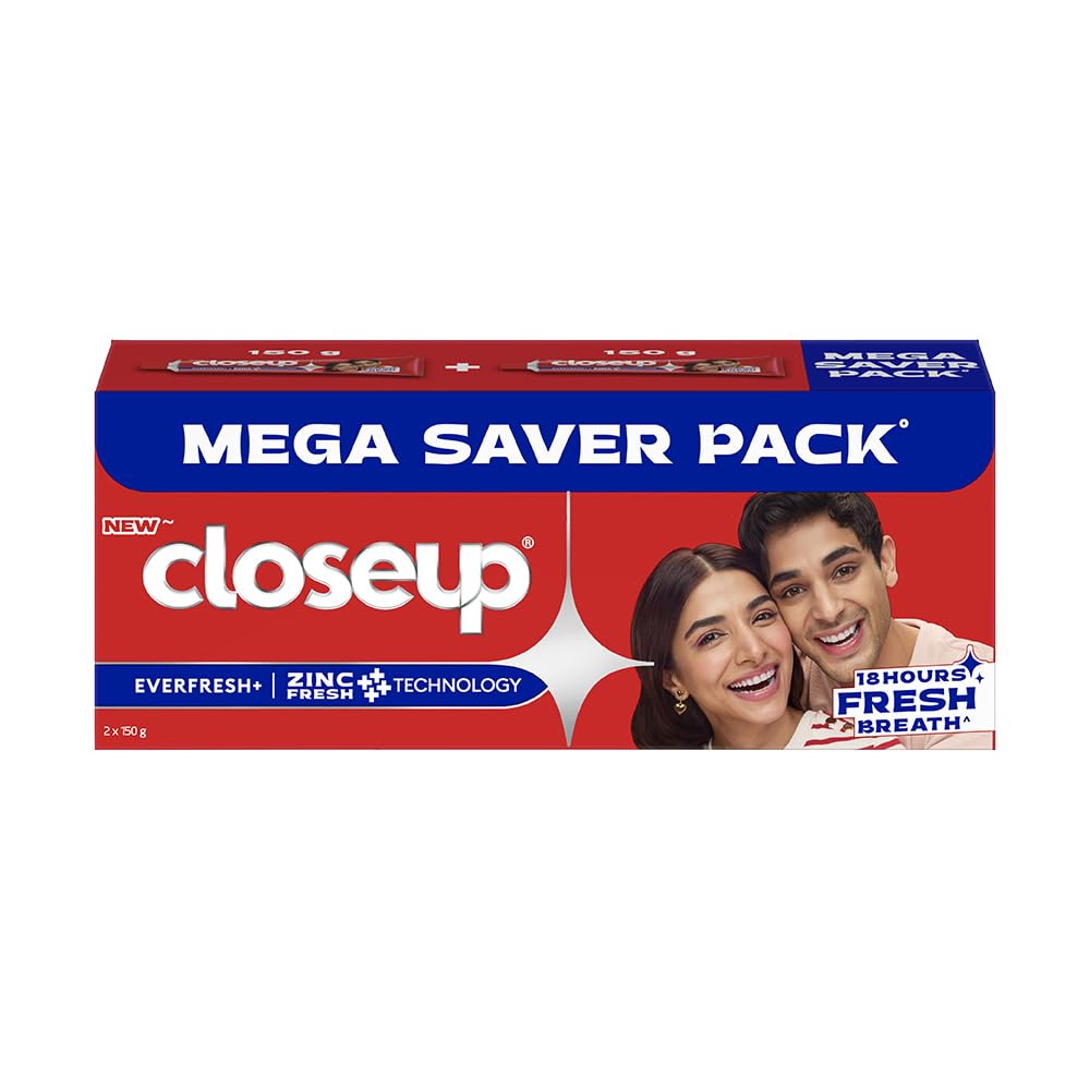 Closeup Toothpaste | Long lasting 18 Hours Of Fresh Breath & White Teeth - 2 Tubes×150= 300g