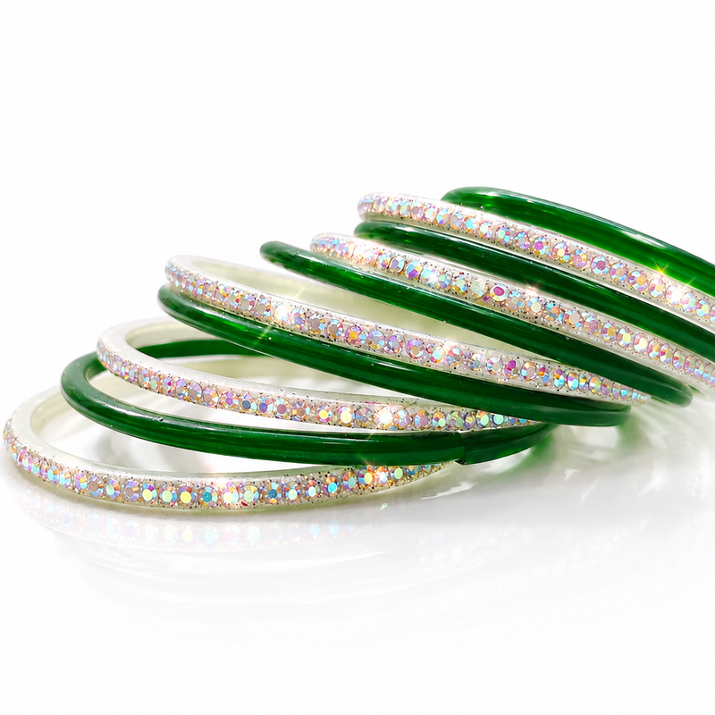 Sawan Special Green Bangles|Set of 20 Pcs