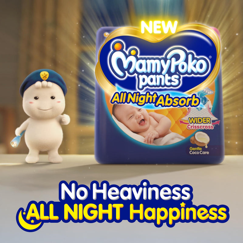 Mamypoko pants All night absorb| Pant Style Baby Diapers X- Large Size(XL), 6 Count, Ideal for 12-17Kgs|