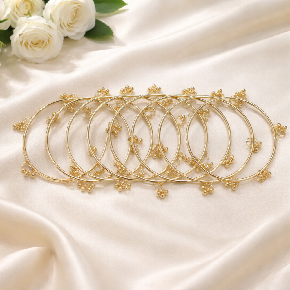 Kashmiri Trending Ghungroo Gold Plated Bangles For women & Girls (Pack of 8)