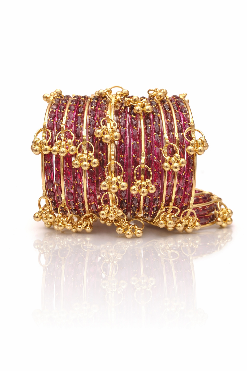 Trending Mehrun Kashmiri Bangles with Gold Ghungroo Charms✨