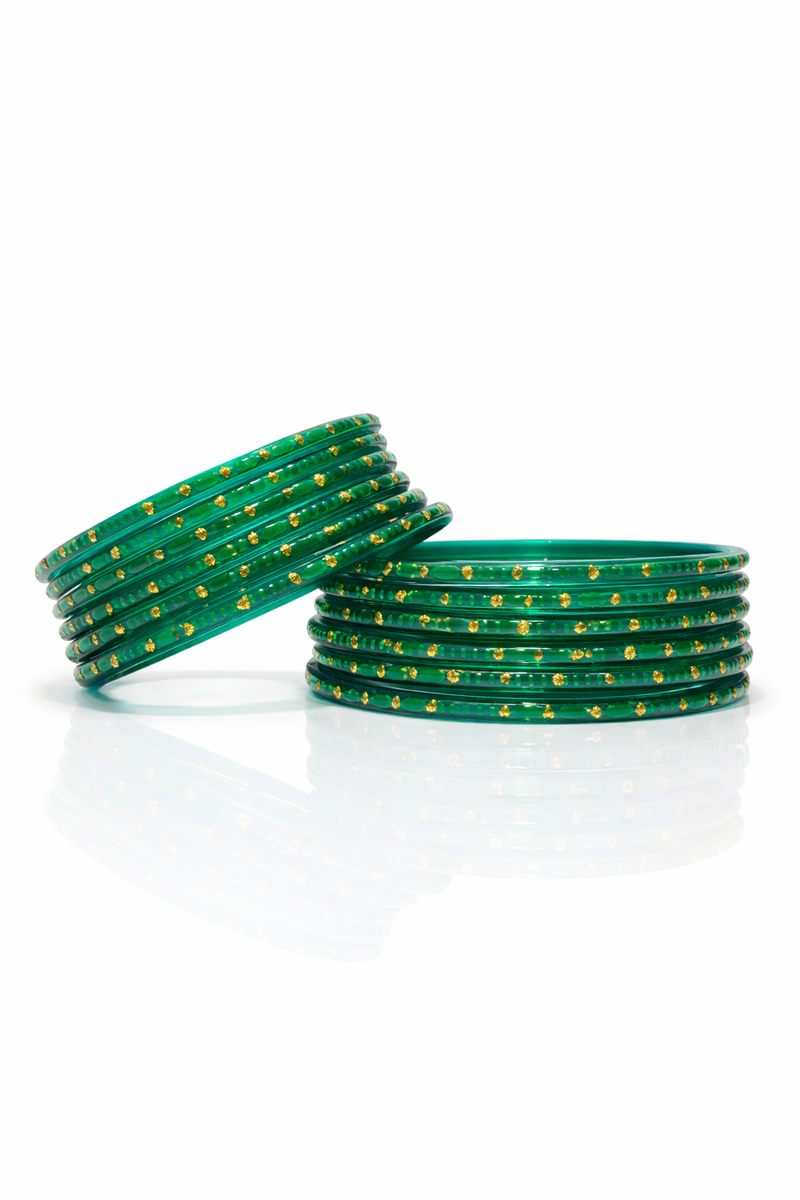 Beautiful Radium colour glass bangles with Gold Touch (set of 24)