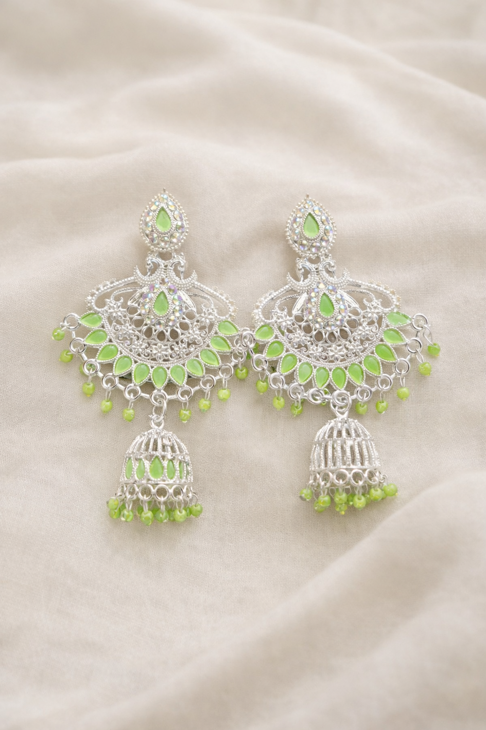 Anti-Tarnish Silver Finish Elegant Traditional Jhumka Earrings