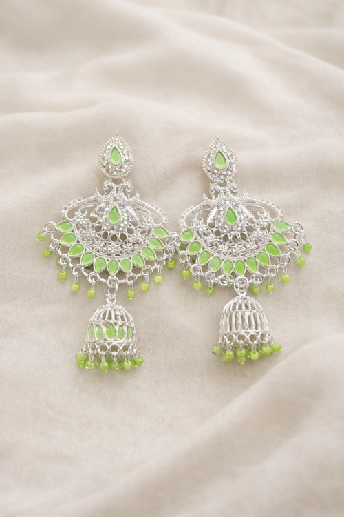 Anti-Tarnish Silver Finish Elegant Traditional Jhumka Earrings