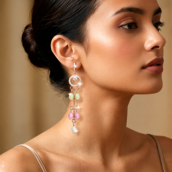 Anti-Tarnish Multicolor Beaded Drop Earrings✨