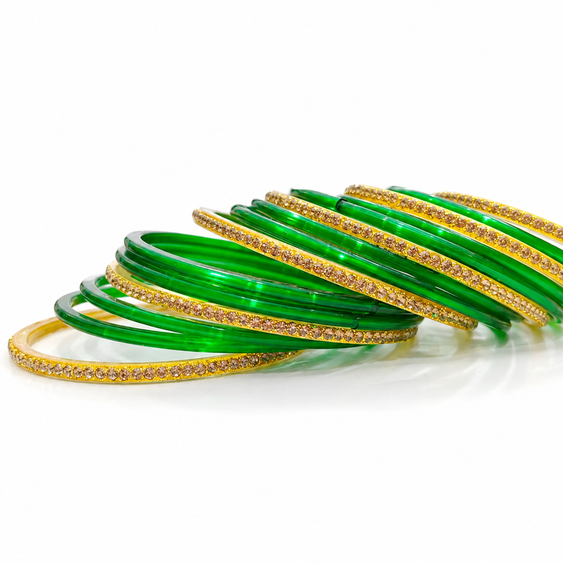 Sawan Special Green Resham Bangles Women & Girls|Set of 32 Pcs