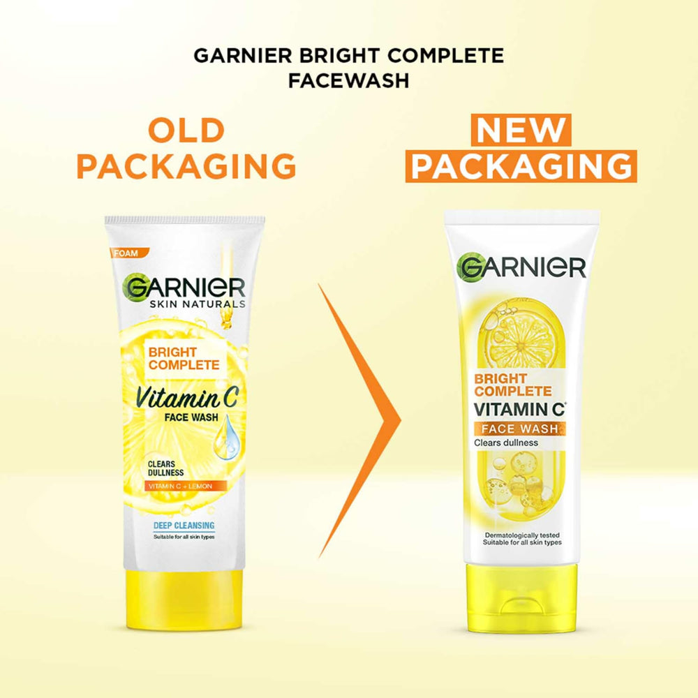 Garnier Skin Naturals, Facewash, Cleansing and Brightening, Bright Complete 50g| Pack of 2 (50g×2=100g)