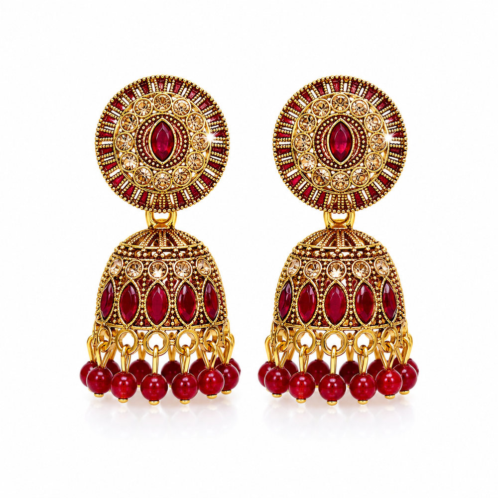 Anti Tarnish Classic Mehrun Stone Hanging Earrings✨
