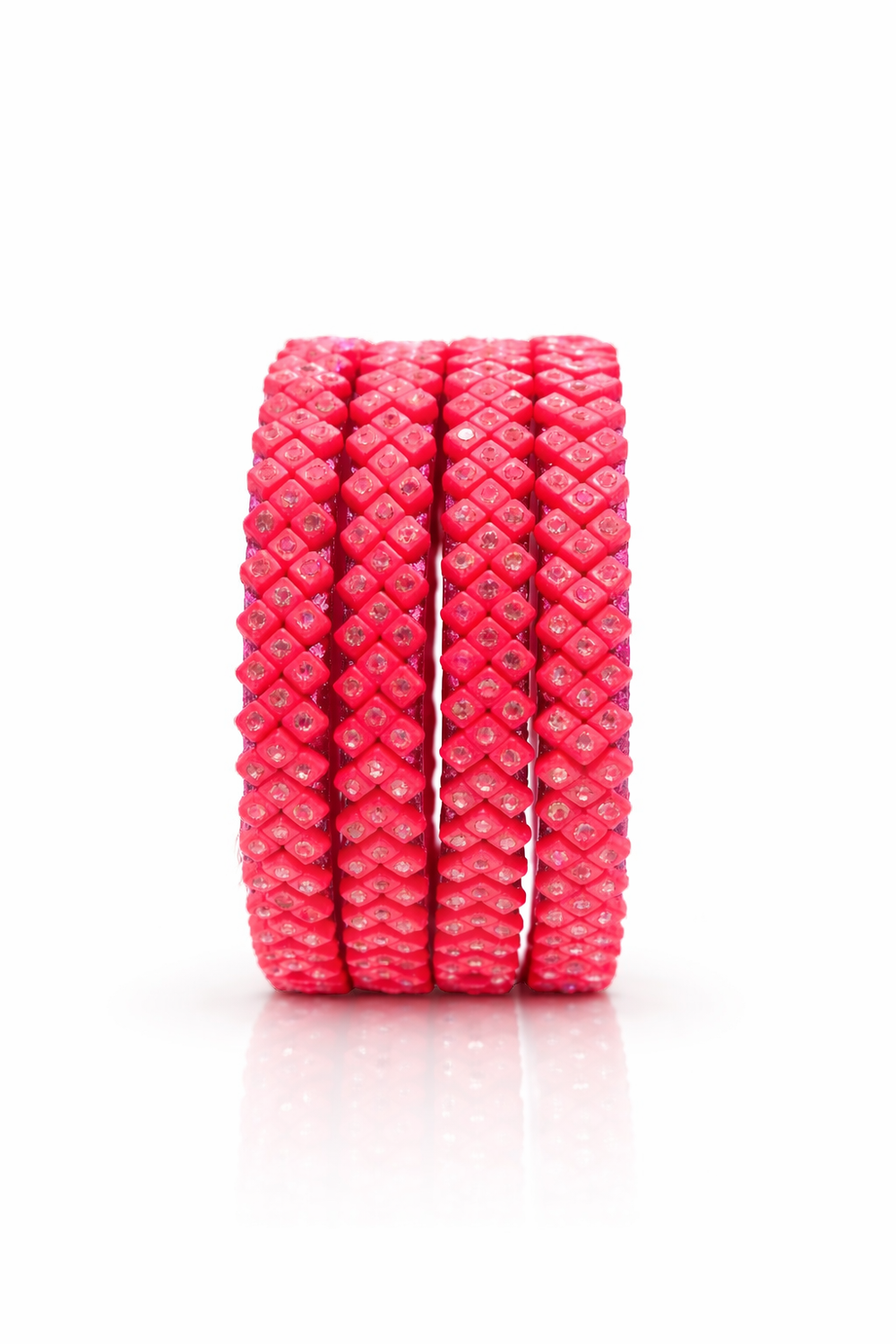 Luxury Hot Pink Crystal-Studded Designer Bangles set girls & women