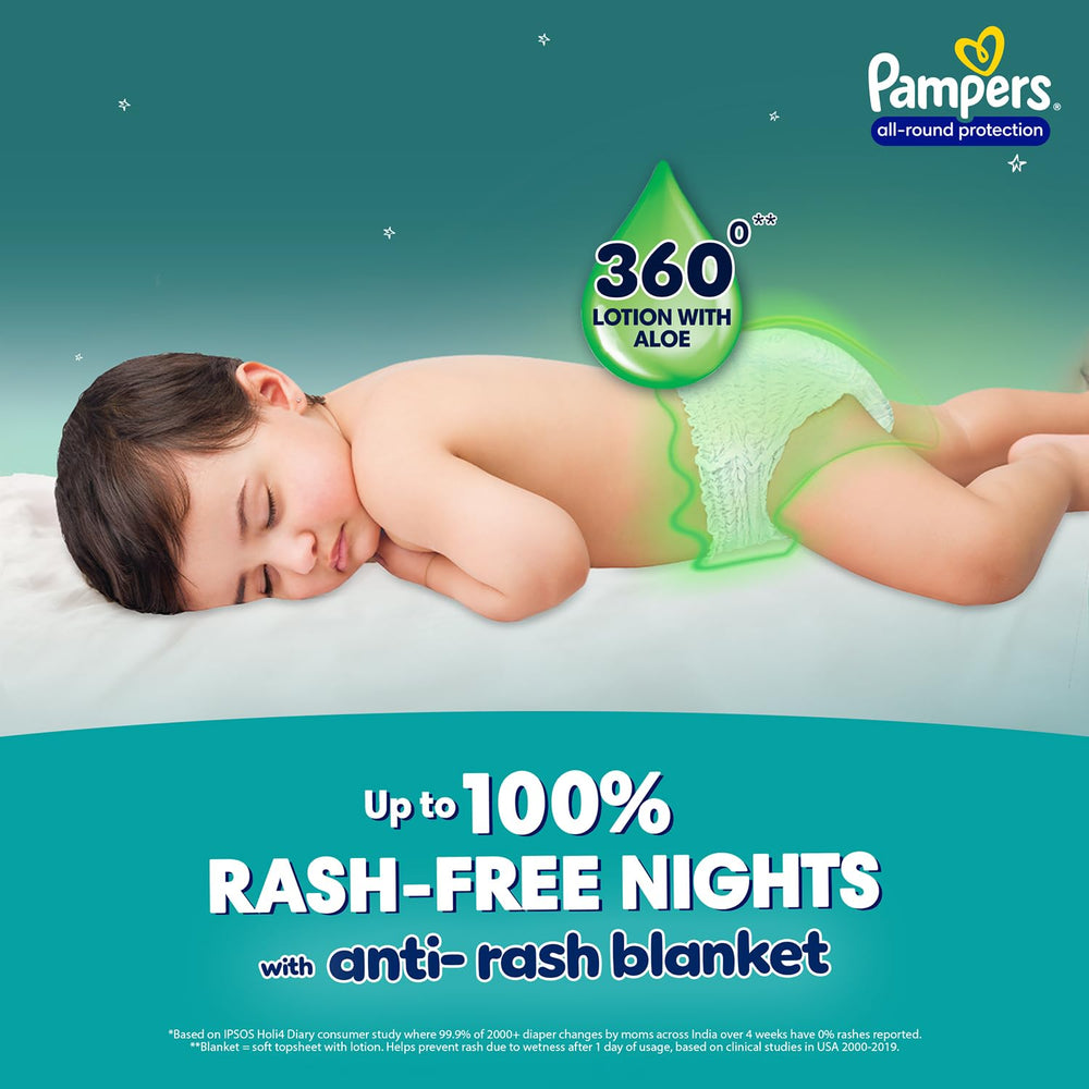Pampers Happy Sleep Pant Style Baby Diapers, Large (L), 7 Count, 1 Pampers = 1 Night Sleep, with Anti Rash Shield, 9-14 Kg Diapers