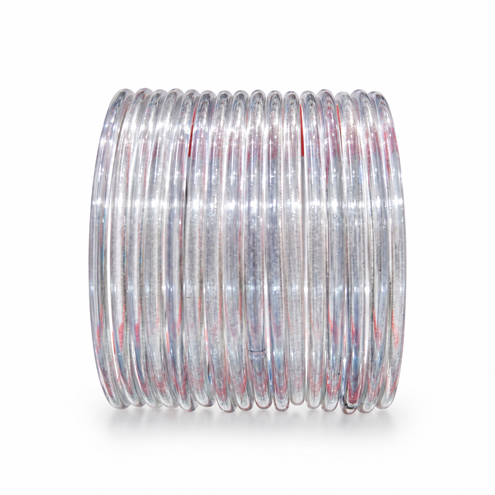 New Trending Grey Jelly Bangles – Glossy Stackable Set
